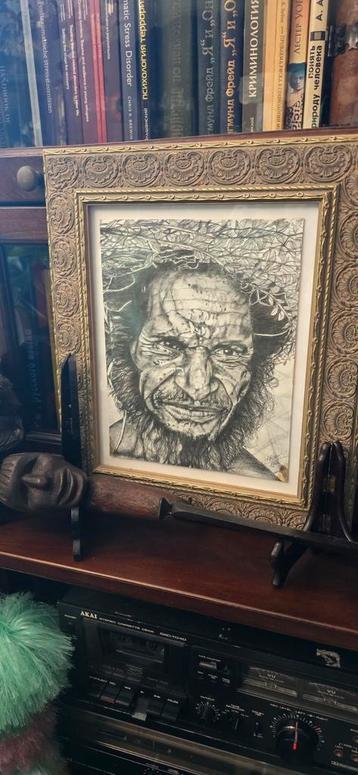 Potloodtekening Papoea, Nieuw-Guinea 1962 beschikbaar voor biedingen