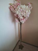 Glazen hoge vaas met roze zijdebloemen voor maar 15! euro., Huis en Inrichting, Woonaccessoires | Vazen, Ophalen, Overige kleuren