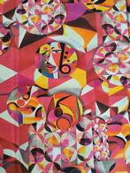 Stenzo tricot katoen abstract / Picasso, Hobby en Vrije tijd, Stoffen en Lappen, Nieuw, 30 tot 200 cm, Ophalen of Verzenden, 120 cm of meer