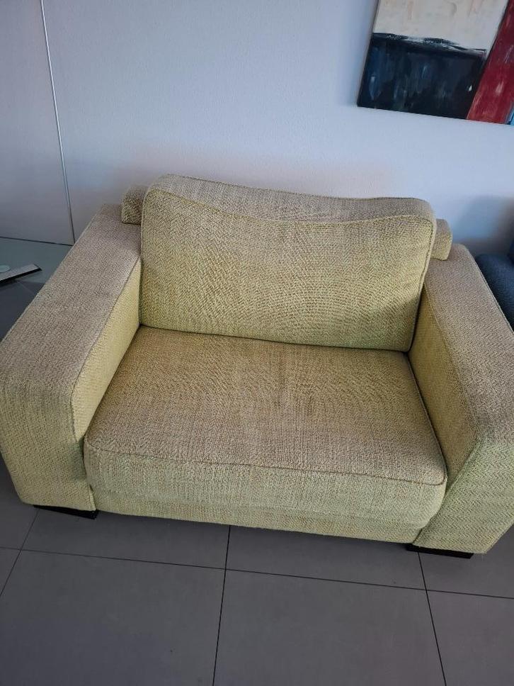 Fauteuil love seat anderhalfzit, Huis en Inrichting, Fauteuils, Gebruikt, Stof, 125 cm of meer, 75 tot 100 cm, Ophalen
