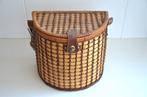 Rieten Picknick mand met leren hengsel, Ophalen, Ovaal, Riet, Mand