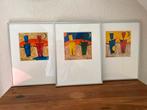 3 ingelijste ‘zand’ schilderijen van Renske Koning, Antiek en Kunst, Ophalen