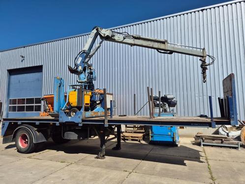 Floor enkelas stenentrailer met Hiab 16,5 tm kraan APK nieuw, Zakelijke goederen, Machines en Bouw | Transport, Ophalen