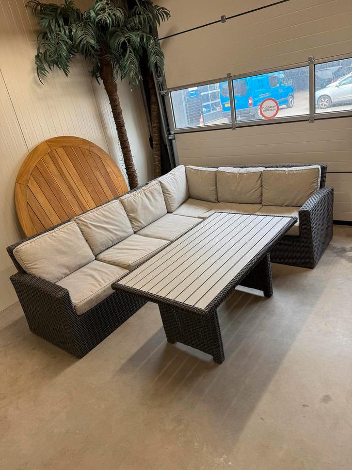 Lounge set met tafel - gebruikt, kan nog prima!, Tuin en Terras, Tuinsets en Loungesets, Gebruikt, Loungeset, Wicker, 6 zitplaatsen
