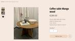 Coffee table Mango wood ( new ), Ophalen, Rond, Nieuw, Minder dan 50 cm