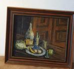 Schilderij stilleven fruitschaal flessen en kaars G. Ribbens, Antiek en Kunst, Kunst | Schilderijen | Klassiek, Ophalen