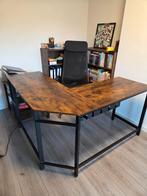 Hoekbureau houtlook/zwart metaal, Ophalen, Zo goed als nieuw