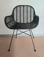 Rotan, Rieten Lounge Stoel, Ophalen of Verzenden, Zwart, Metaal, Eén