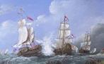 Schilderij oorlog op zee. Thomas Heesakkers., Antiek en Kunst, Kunst | Schilderijen | Klassiek, Ophalen of Verzenden