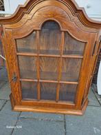Antiek vintage brocant eikenhout hang vitrinekast zie foto's, Ophalen, Eikenhout, Met hangruimte, Zo goed als nieuw