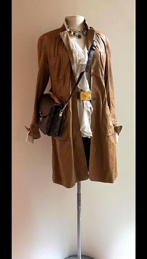 Pauw 2 lams leren lange zomer jas camel, Kleding | Dames, Jassen | Zomer, Zo goed als nieuw, Maat 38/40 (M), Verzenden
