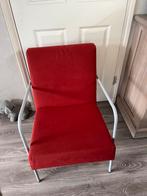 Rode Fauteuil met Stalen Frame, Huis en Inrichting, Stoelen, Ophalen, Gebruikt, Metaal, Eén