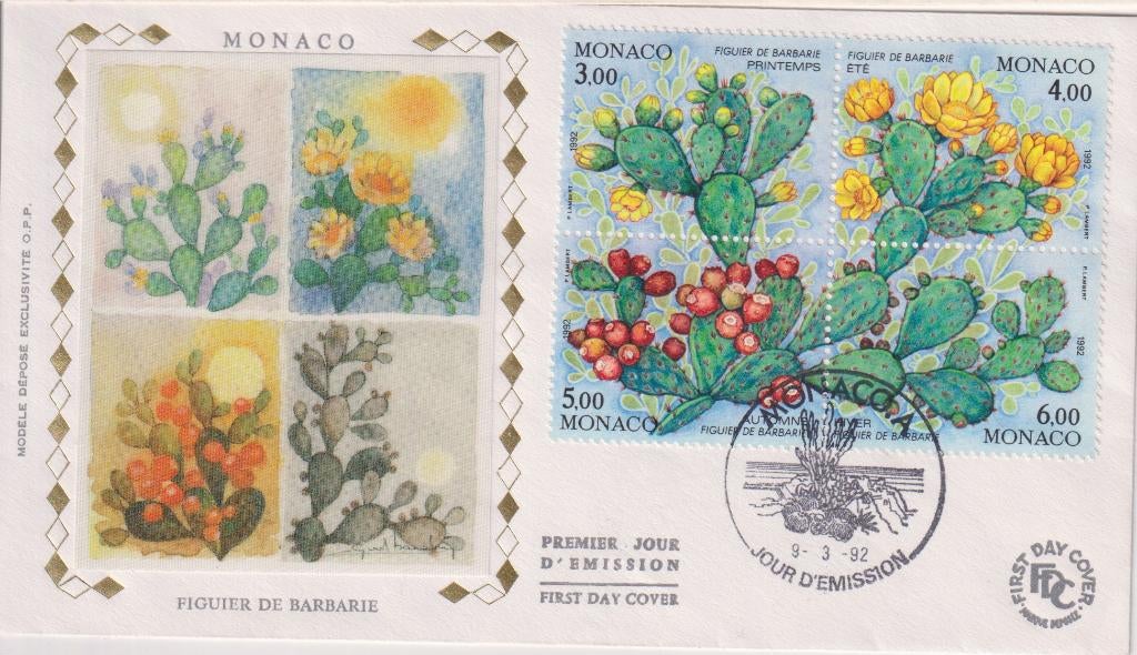 Monaco 1982 Cactussen bloemen, Postzegels en Munten, Postzegels | Eerstedagenveloppen, Verzenden, Onbeschreven, Europa