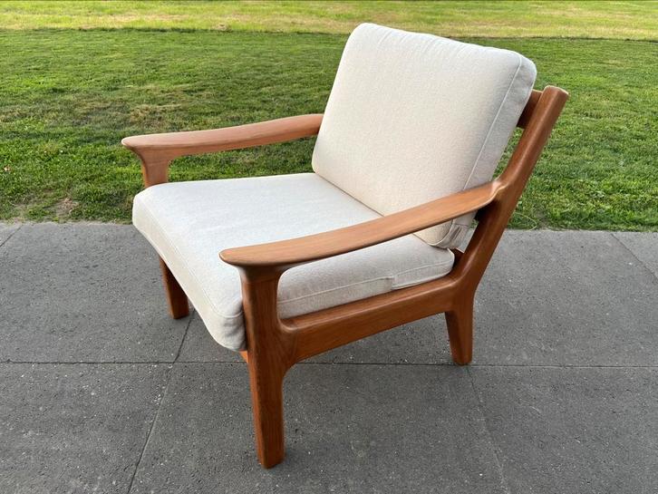 Fauteuil Juul Kristensen, totaal gerestaureerd., Huis en Inrichting, Fauteuils, Zo goed als nieuw, Hout, Stof, 50 tot 75 cm, 75 tot 100 cm