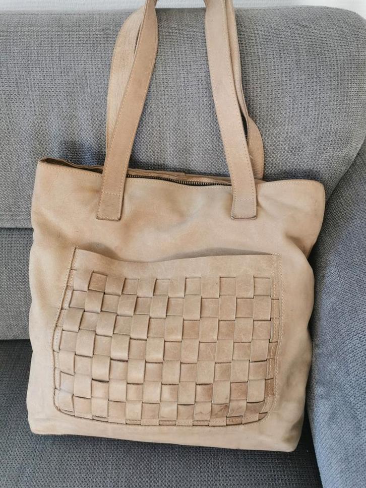 Shopper leer, Sieraden, Tassen en Uiterlijk, Tassen | Damestassen, Zo goed als nieuw, Shopper, Bruin, Ophalen of Verzenden