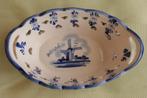 Ovalen diepe schaal blauw porselein, Ophalen of Verzenden