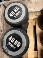 2 x 46 kg rubberen dumbells dumbell set gewichten, Dumbbell, Gebruikt, Rubberen dumbells, Ophalen of Verzenden