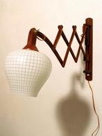 Jaren 50 schaarlamp XL in teak vintage mid-century design, Huis en Inrichting, Lampen | Wandlampen, Glas, Gebruikt, Vintage mid century design