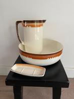 Vintage lampet set. Kan, bak retro kleuren oranje en bruin., Antiek en Kunst, Antiek | Keramiek en Aardewerk, Ophalen