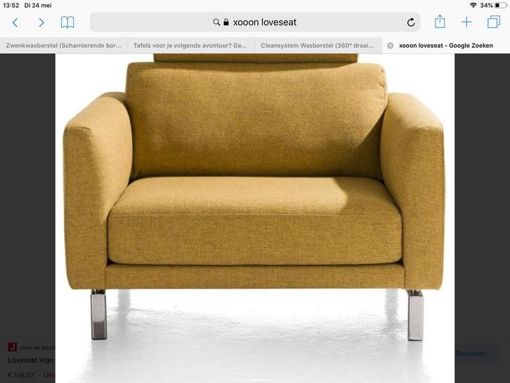 Xooon Loveseat Vigo – mosterdgeel, uitstekende staat, Huis en Inrichting, Banken | Sofa's en Chaises Longues, Zo goed als nieuw