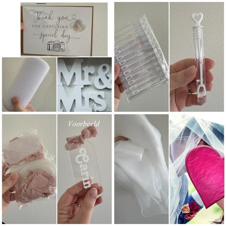 Diverse bruiloftsecoratie - oa tule & bellenblaas, Hobby en Vrije tijd, Feestartikelen, Nieuw, Overige, Ophalen