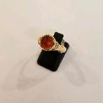 Vintage 14 karaats gouden ring bezet met Carneool geelgoud, Ophalen of Verzenden, Met edelsteen, Dame, Goud