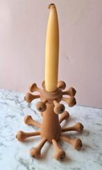 Vintage Scandinavisch design houten kandelaar, Verzenden