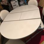 Mooie vintage witte ronde tafel uitschuifbaar en 4 stoelen, Huis en Inrichting, Tafels | Eettafels, Gebruikt, Ophalen