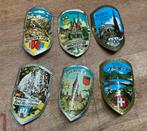Aantal oude metalen souvenir plaatjes voor op de wandelstok, Diversen, Wandelstokken, Ophalen of Verzenden, Gebruikt