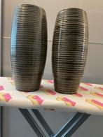 Set van 2 gestreepte vazen, Huis en Inrichting, Woonaccessoires | Vazen, Ophalen, Zwart, Aardewerk of Porselein, Zo goed als nieuw