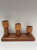 Vintage Kandelaar 3 arm ‘ Woody’, Overige materialen, Bruin, Ophalen of Verzenden, Zo goed als nieuw