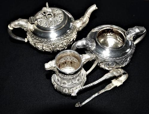 Antiek sterling zilver India Madras theeservies anno 1899, Antiek en Kunst, Antiek | Goud en Zilver, Zilver, Ophalen of Verzenden
