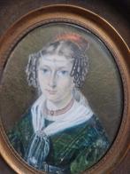 Zeldzaam portret - miniatuur ca 1840 dame met ferronnière !, Ophalen of Verzenden