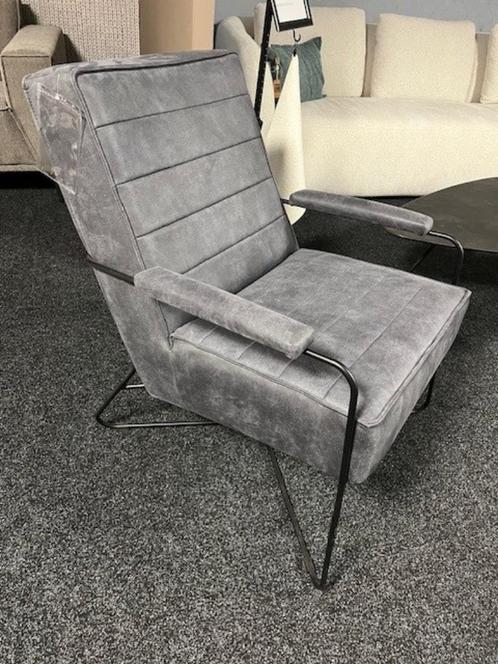 Donker Blauwe stoel/ fauteuil in microleder, Huis en Inrichting, Fauteuils, Zo goed als nieuw, Metaal, Stof, 50 tot 75 cm, 75 tot 100 cm
