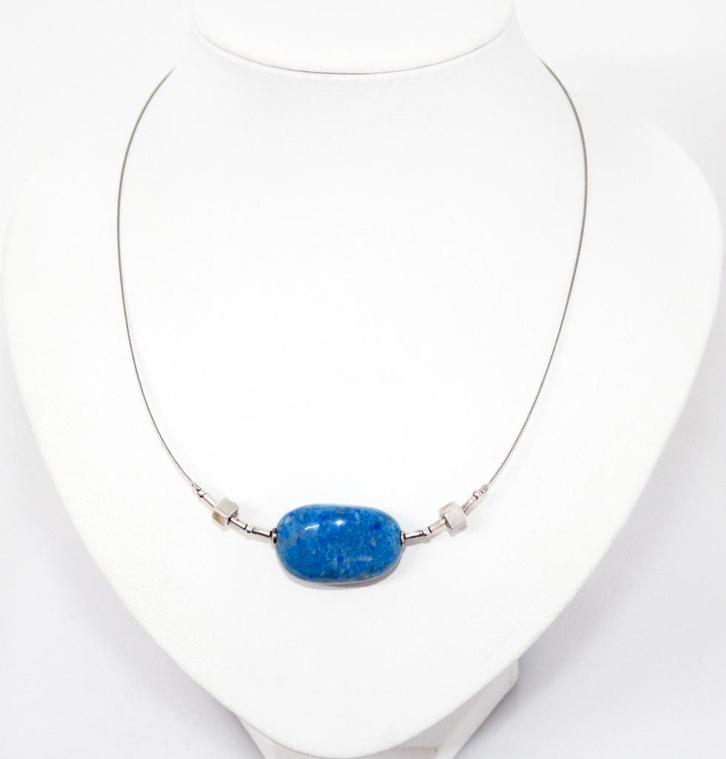 Schitterende St. Steel Sterling Zilver Lapis Lazuli Ketting, Sieraden, Tassen en Uiterlijk, Antieke sieraden, Ketting, Zilver