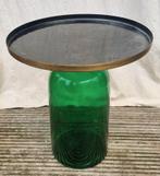 Bijzettafel glas messing, Huis en Inrichting, Minder dan 55 cm, Gebruikt, Glas, Ophalen