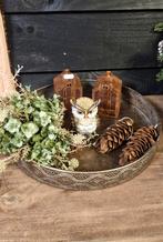 Decoratief Dienblad met Uil, Huisjes, Toef & Dennenappels, Ophalen of Verzenden