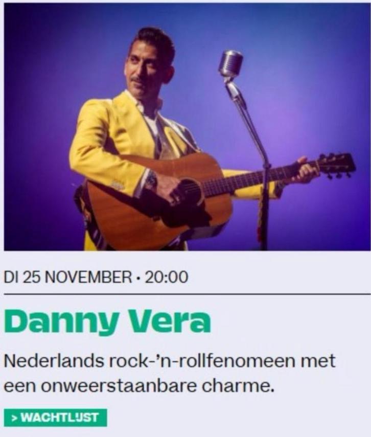 2 tickets voor Danny Vera - De Roma - 25/11/2025 - 20u00, Tickets en Kaartjes, Concerten | Pop, Twee personen, November