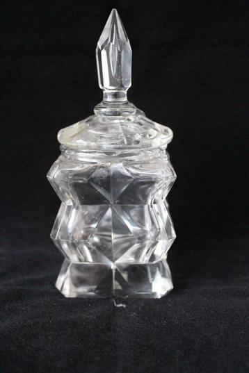 Antiek Art Deco glazen Boheems mosterd pot beschikbaar voor biedingen
