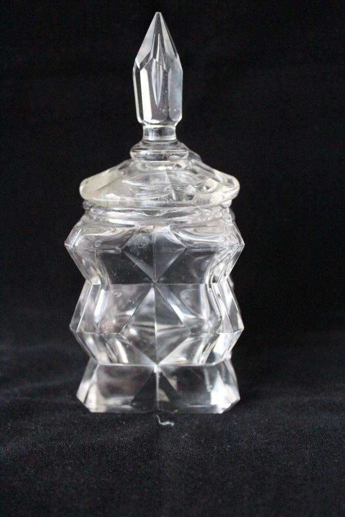 Antiek Art Deco glazen Boheems mosterd pot, Antiek en Kunst, Antiek | Glas en Kristal, Ophalen of Verzenden