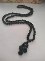 Antiek gittennketting met hanger (rouwkralen), Sieraden, Tassen en Uiterlijk, Kettingen, Verzenden, Zo goed als nieuw, Zilver