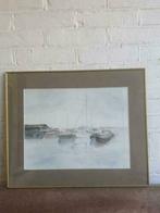 Aquarel Ed van Rijswijk Haven met boten, Ophalen
