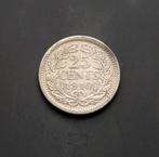 25 cent 1910 moeilijk jaar, Postzegels en Munten, Zilver, Koningin Wilhelmina, Losse munt, 25 cent