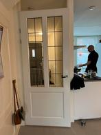 Opdekdeur linksdraaiend met glas in lood, Doe-het-zelf en Verbouw, Deuren en Horren, Ophalen, Gebruikt, 80 tot 100 cm, Binnendeur