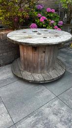 Houten kabelhaspel tuintafel op wielen, Ophalen, Gebruikt, Rond, Hout