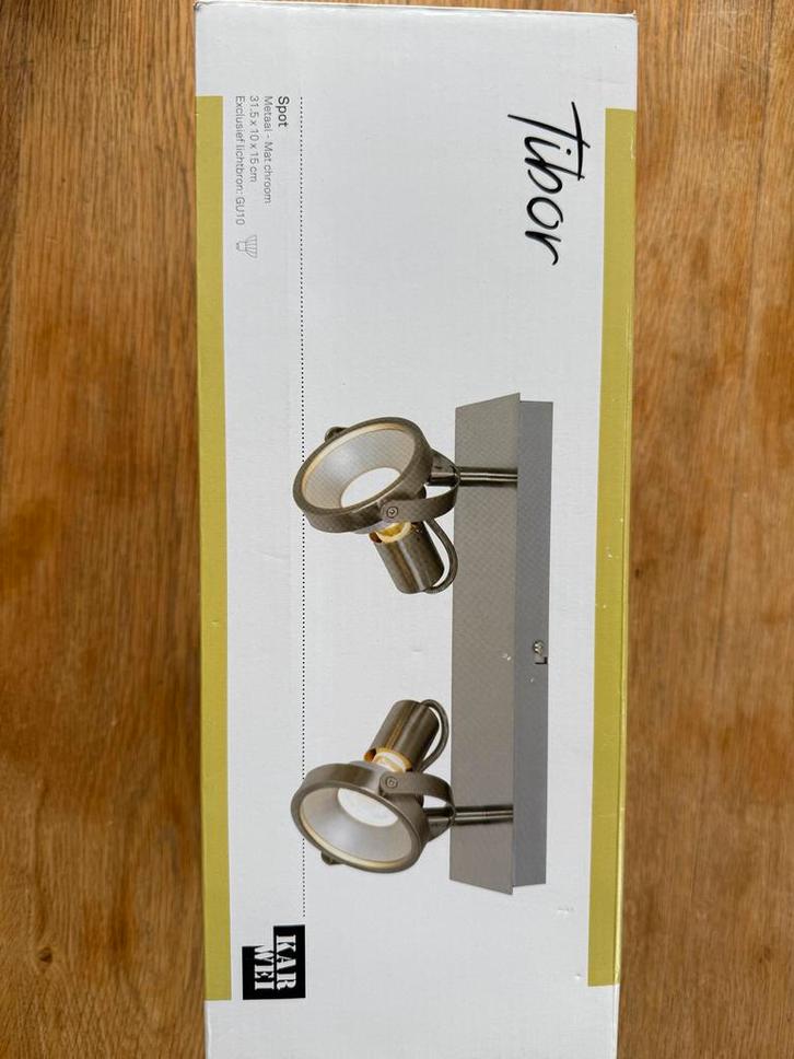 Karwei Tibor Spot 2-Lichts - Mat Chroom NIEUW, Huis en Inrichting, Lampen | Spots, Nieuw, Plafondspot of Wandspot, Metaal of Aluminium
