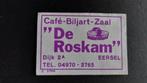 Luciferetiket, Eersel "De Roskam"  café biljart zaal, Verzamelen, Verzenden, Zo goed als nieuw, Luciferdoosjes of -merken