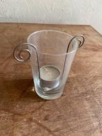 Antiek waxinelichtjes houder met ijzeren inleg, Ophalen of Verzenden, Zo goed als nieuw, Overige materialen, Minder dan 25 cm