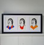 Johan Cruyff (drieluik in zwarte lijst), Huis en Inrichting, Woonaccessoires | Schilderijen, Tekeningen en Foto's, Minder dan 50 cm