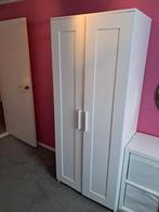 Kledingkast wit 2-deurs opknapper, Ophalen, Gebruikt, 50 tot 75 cm, 150 tot 200 cm